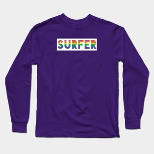 Surfer Gay Pride Rainbow Flag Long Sleeve T-Shirt